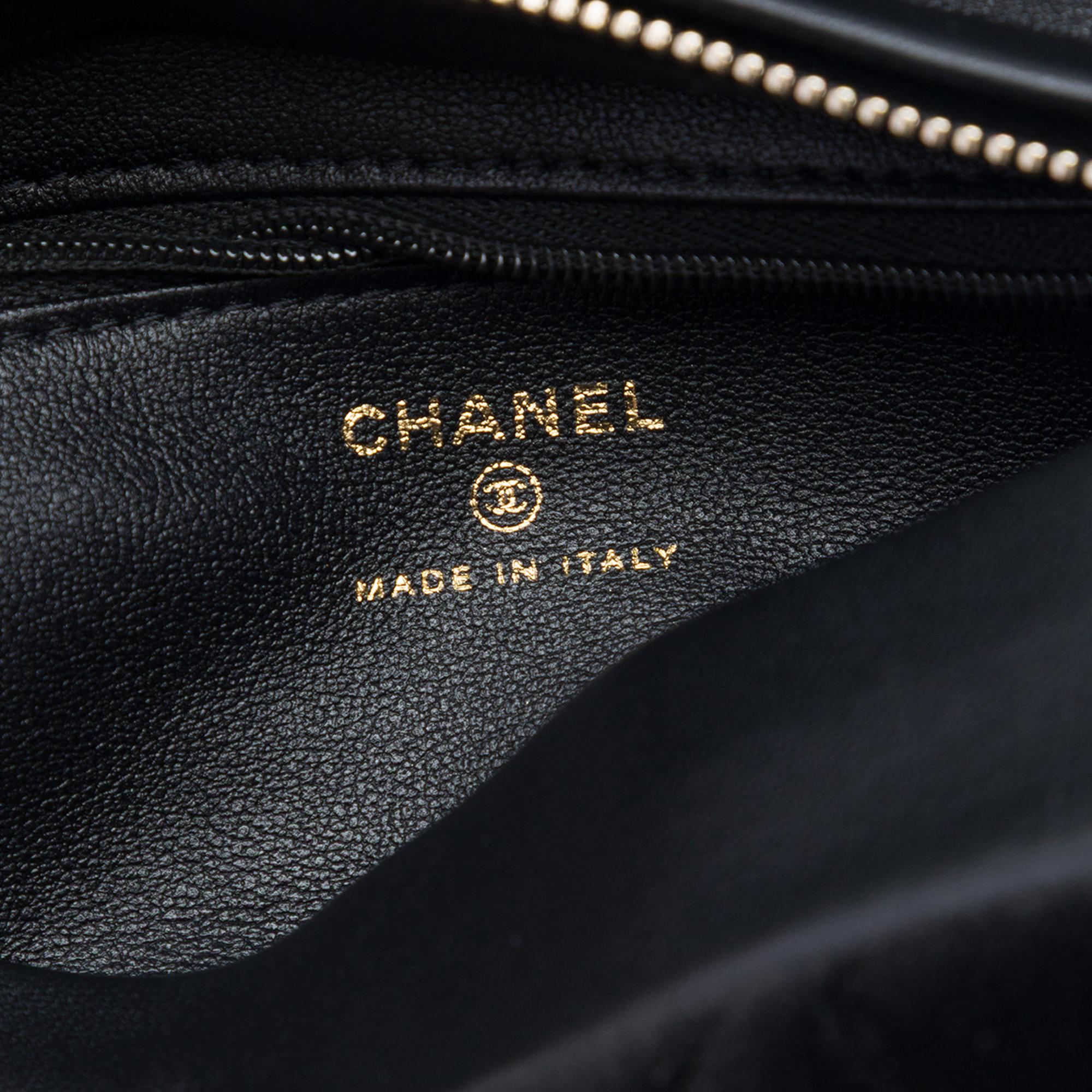 Chanel CC Quilted Velvet Crystal Wristlet Clutch