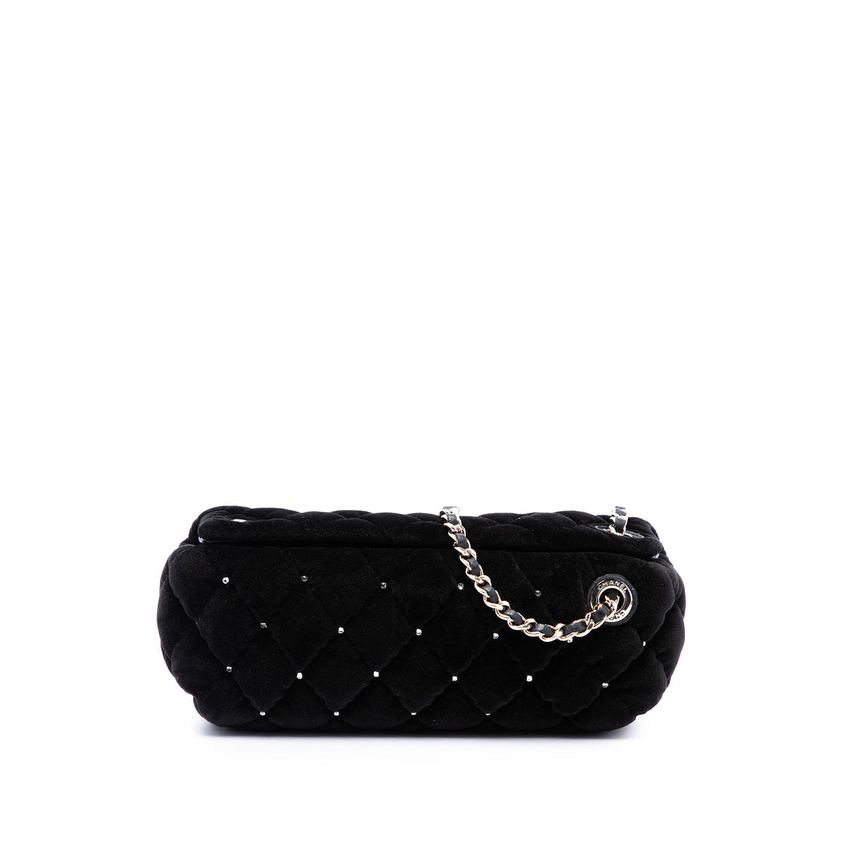 Chanel CC Quilted Velvet Crystal Wristlet Clutch