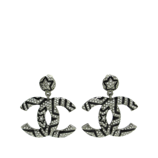 Chanel CC Rhinestone Star Dangling Push Back Earrings (SHG-OtRTvj)
