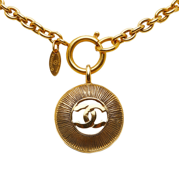 Chanel CC Round Pendant Necklace (SHG-JpR2Dk)