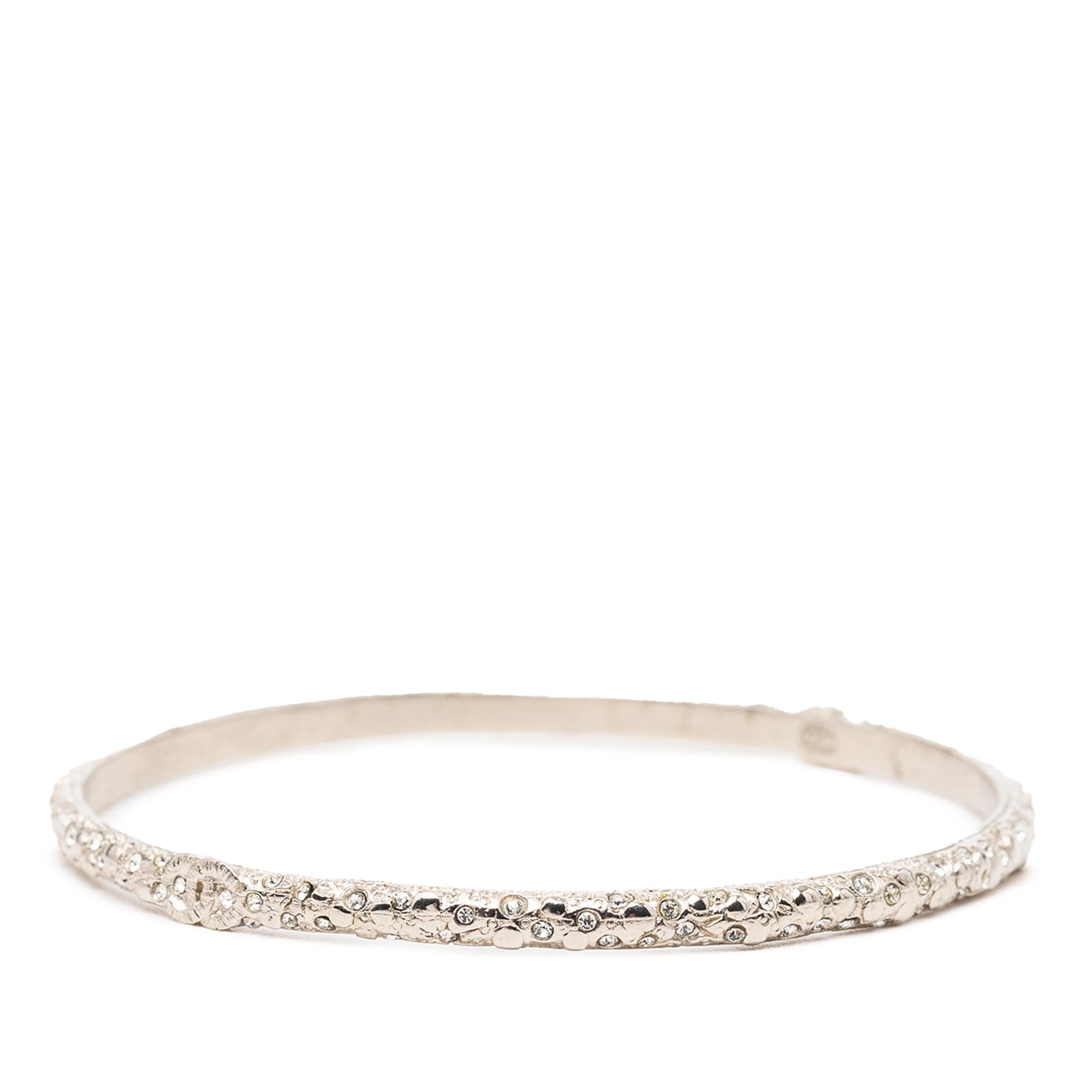 Chanel CC Silver Plated Strass Bangle