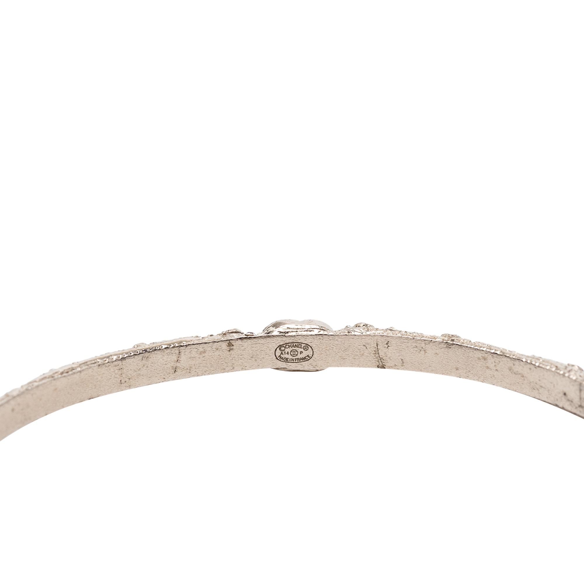 Chanel CC Silver Plated Strass Bangle