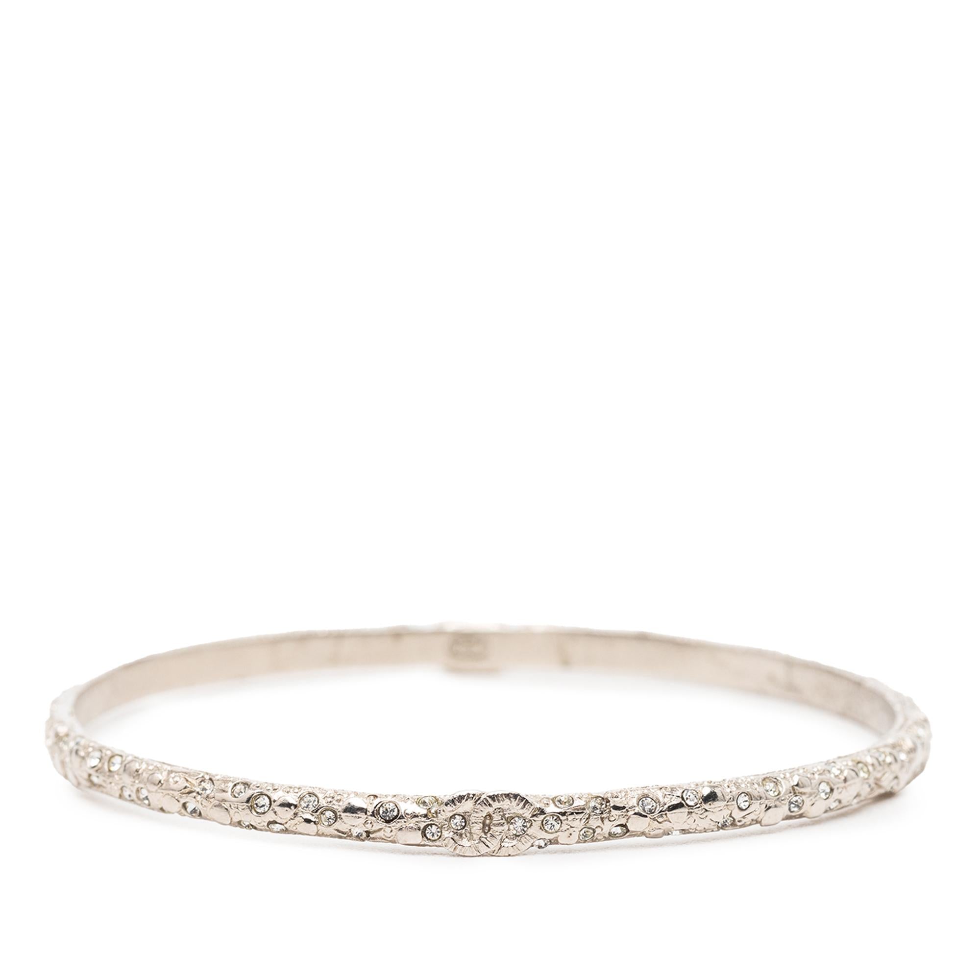 Chanel CC Silver Plated Strass Bangle