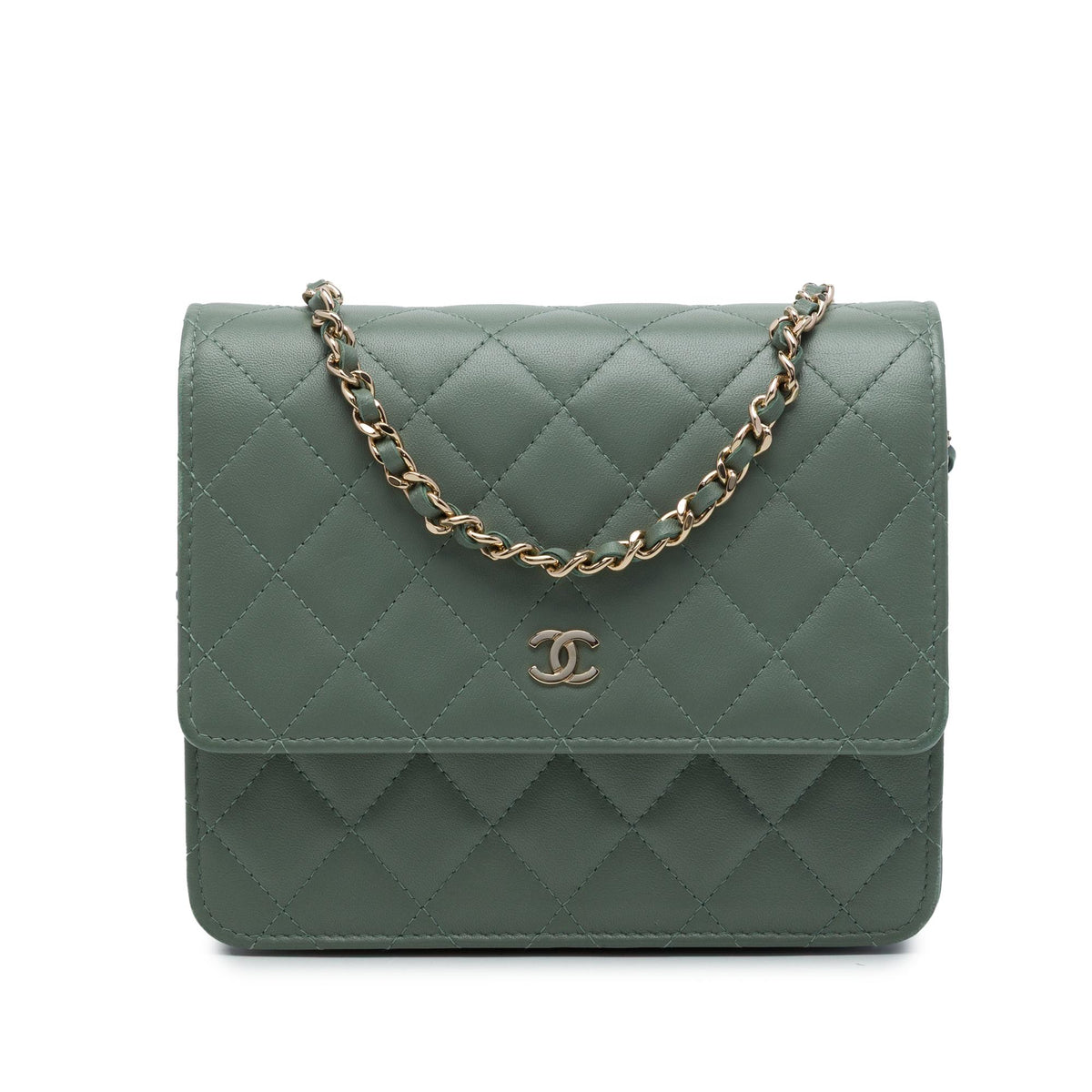 Chanel CC Square Quilted Lambskin Wallet on Chain