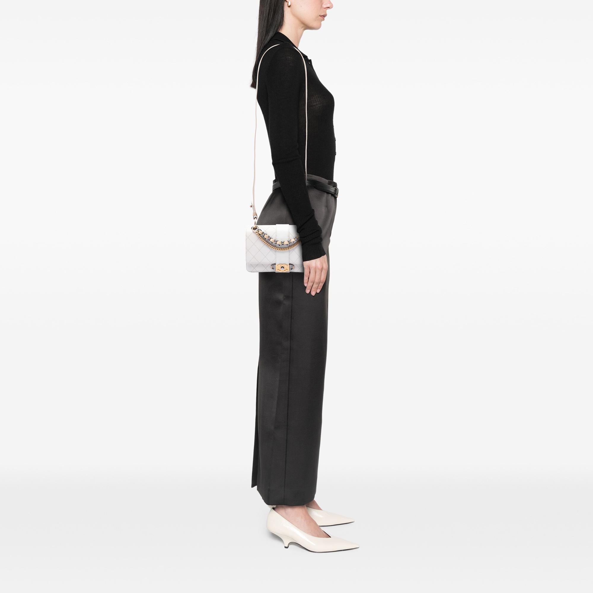 Chanel CC Stitched Calfskin Chain Flap