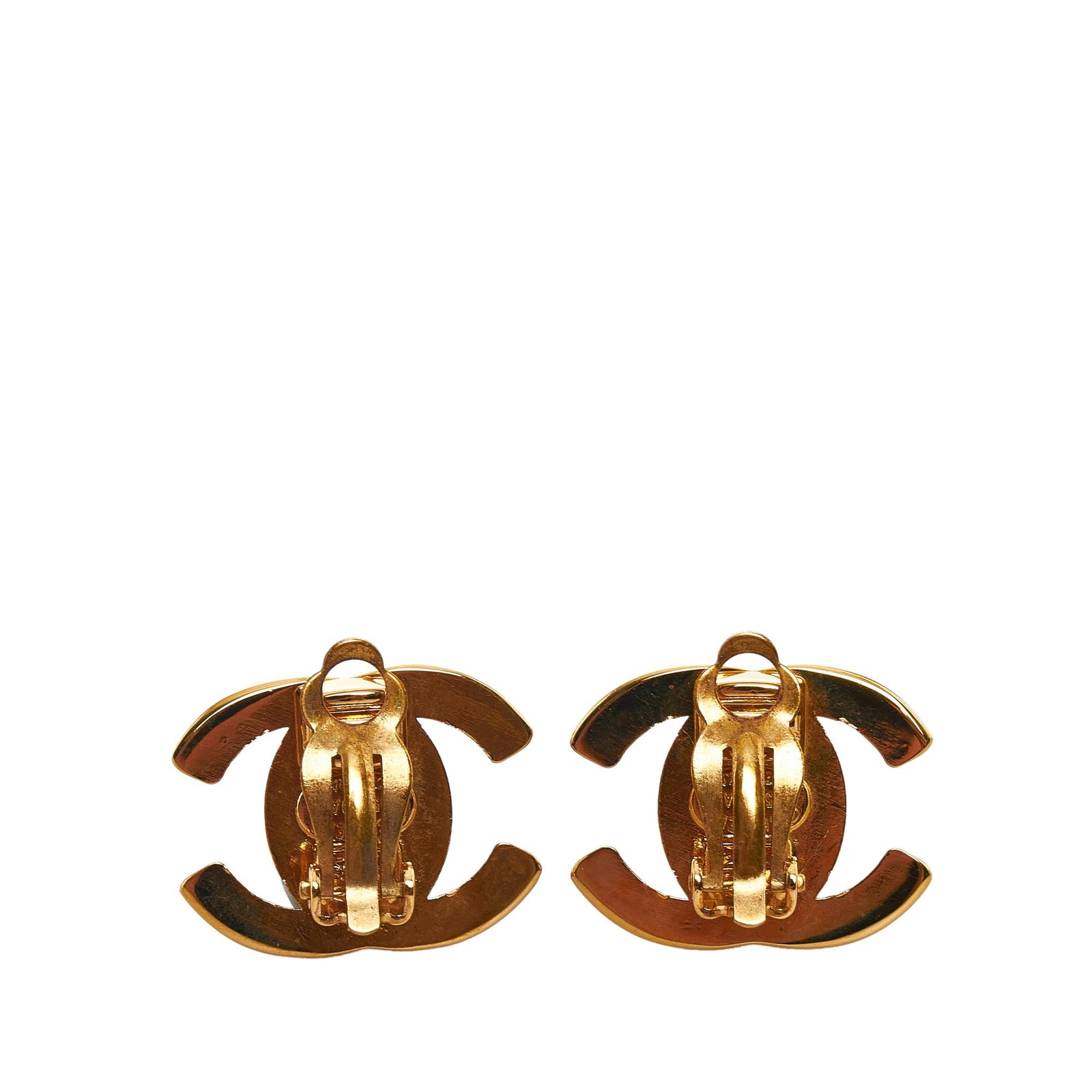 Chanel CC Turn Lock Clip On Earrings SHG cXTWh2 LuxeDH