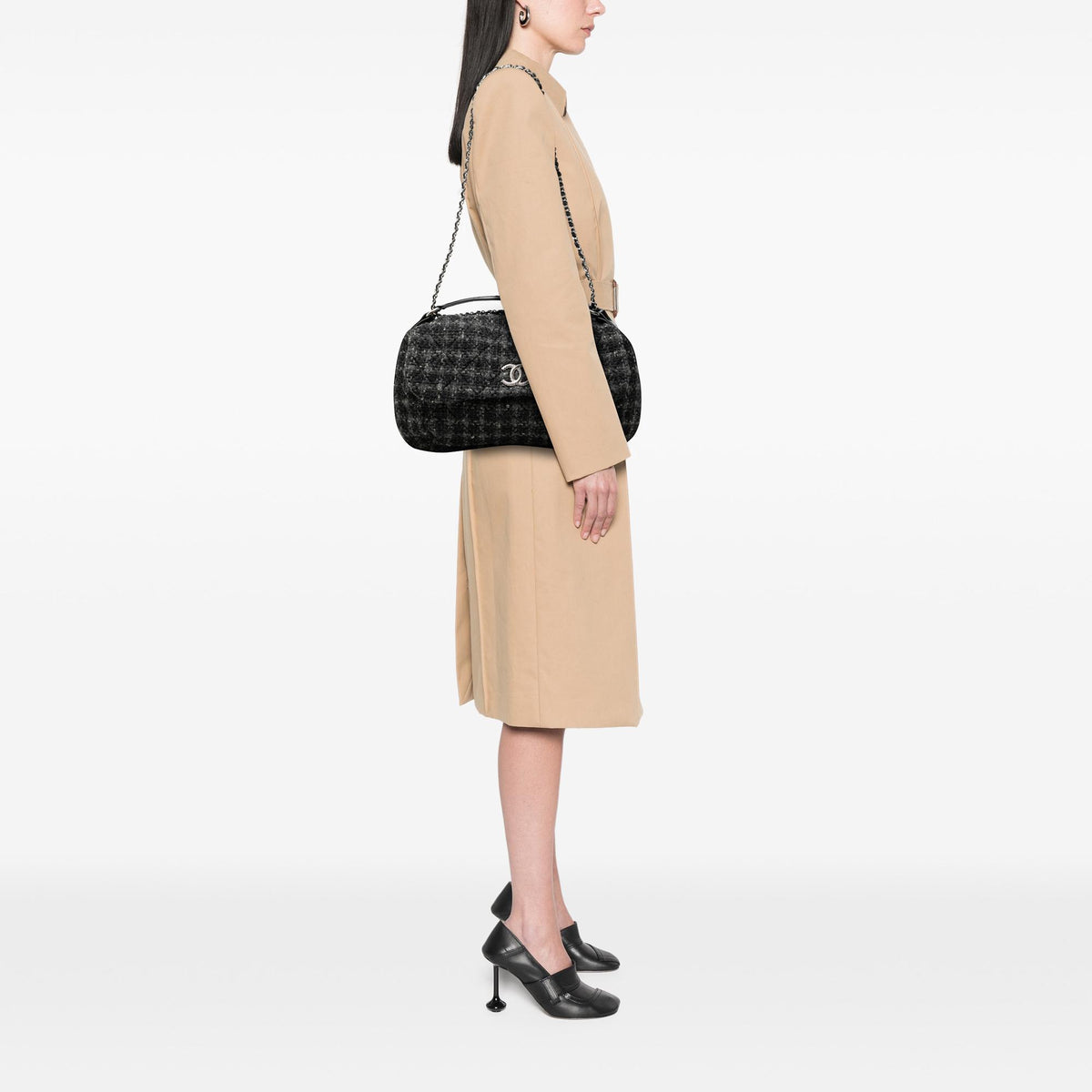 Chanel CC Tweed Top Handle Flap