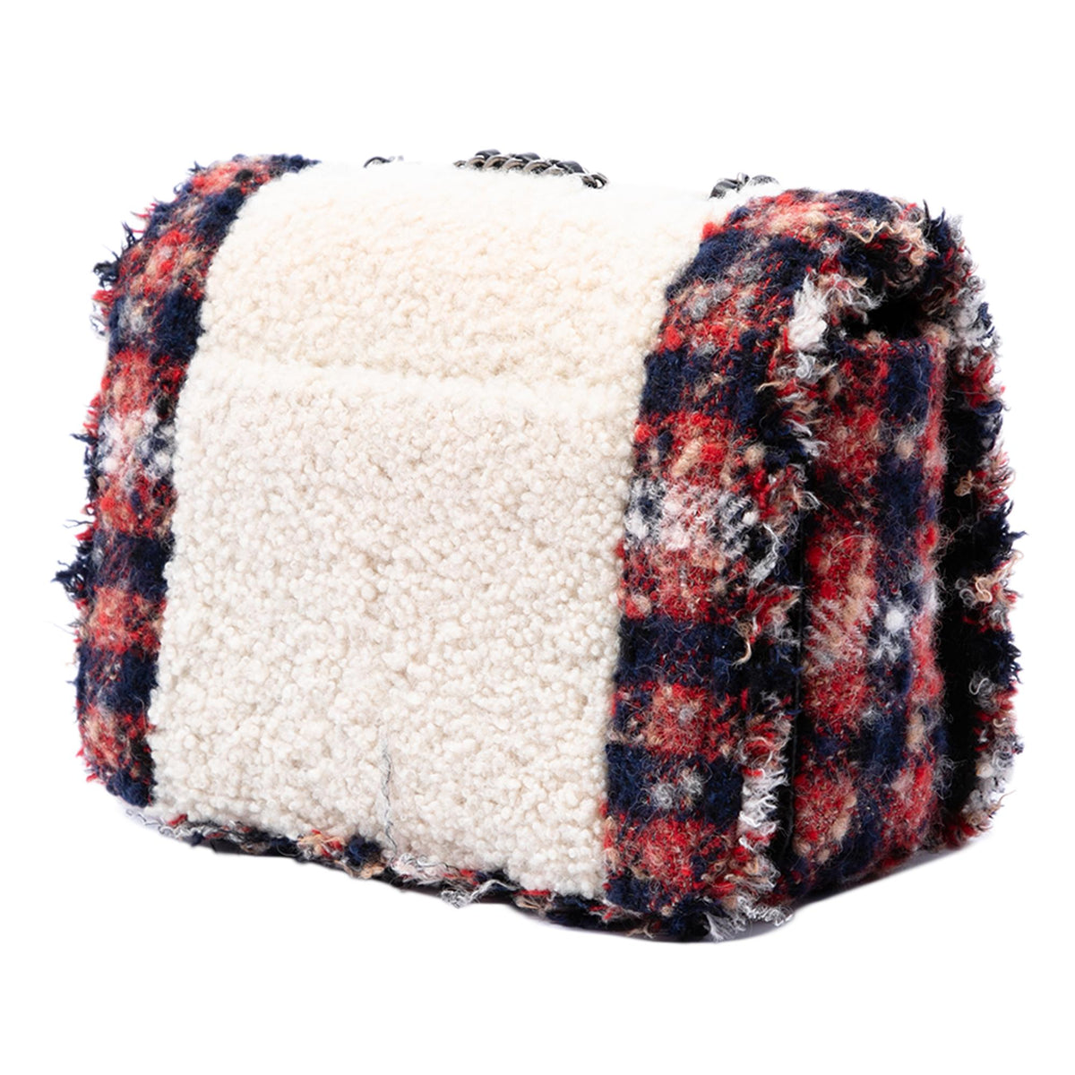 Chanel CC Tweed and Shearling Single Flap