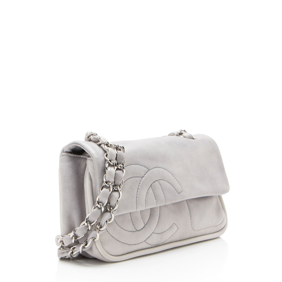 Chanel Calfskin Diagonal CC Flap Shoulder Bag