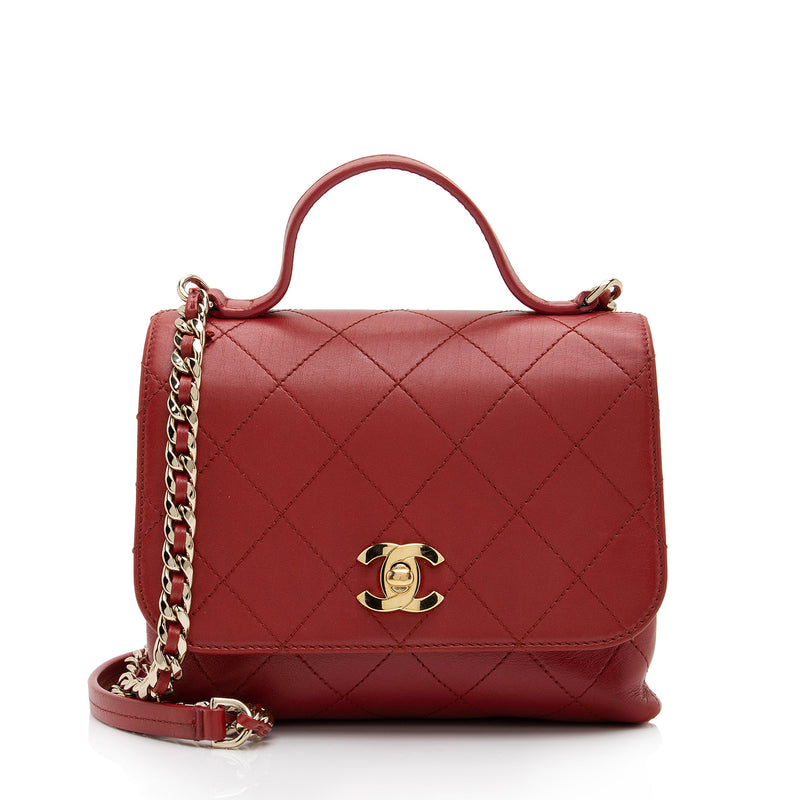Chanel Red Shearling Top Handle Flap Bag Chanel