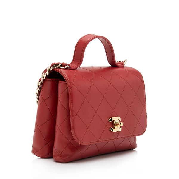 Chanel Calfskin Double Pocket Small Top Handle Bag (SHF-2K0IF5