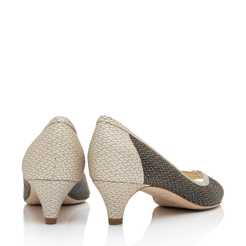 Chanel Beige Leather Pearl CC Logo Heels Sandals Shoes, Beige, 38.5