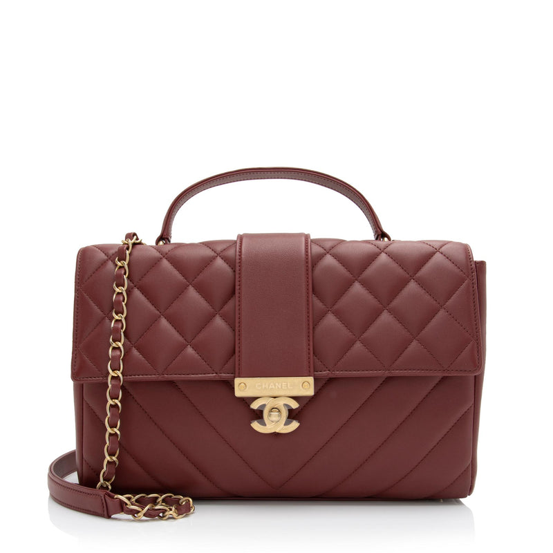 Chanel Calfskin Golden Class CC Top Handle Flap Bag (SHF-45Y3VR