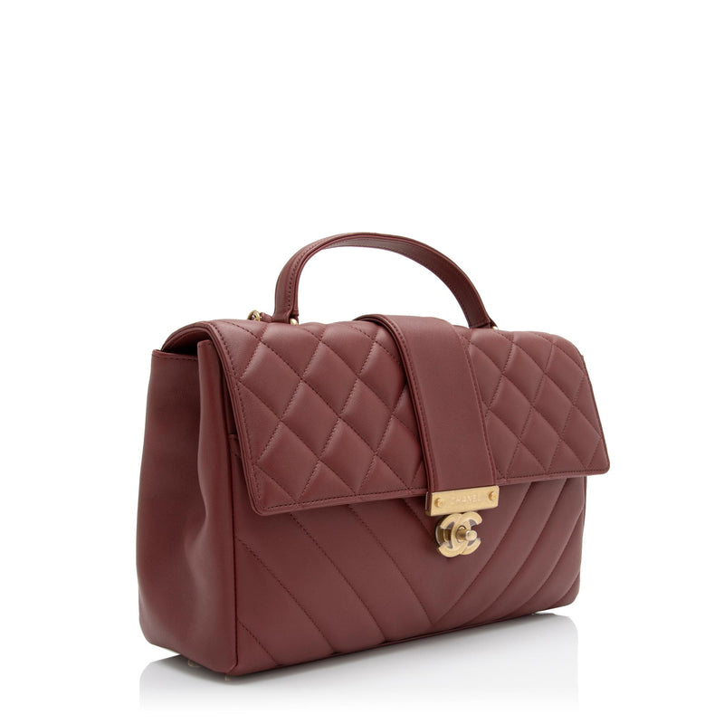 Chanel Calfskin Golden Class CC Top Handle Flap Bag (SHF-45Y3VR