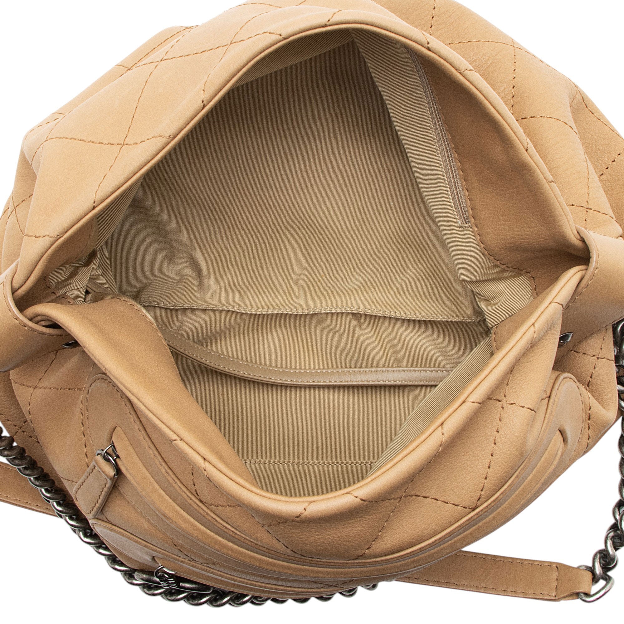 Chanel Calfskin Stitched Double Zip Hobo