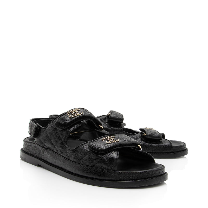 Chanel Calfskin Velcro Dad CC Sandals - Size 10 / 40 (SHF-DL6pXa