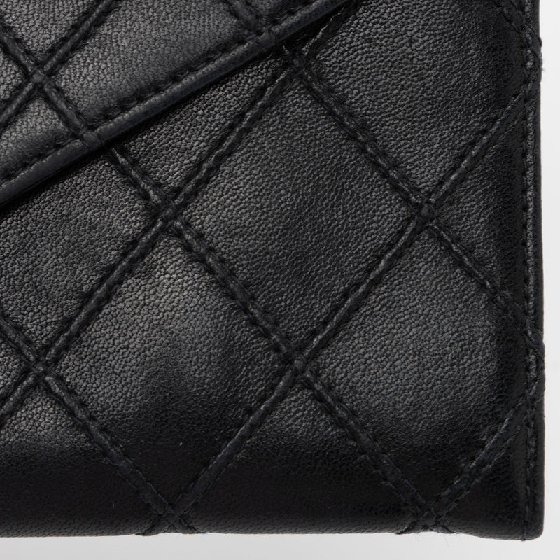 Chanel Calfskin Diamond Wild Stitch Envelope Wallet (SHF-pNxSvK)