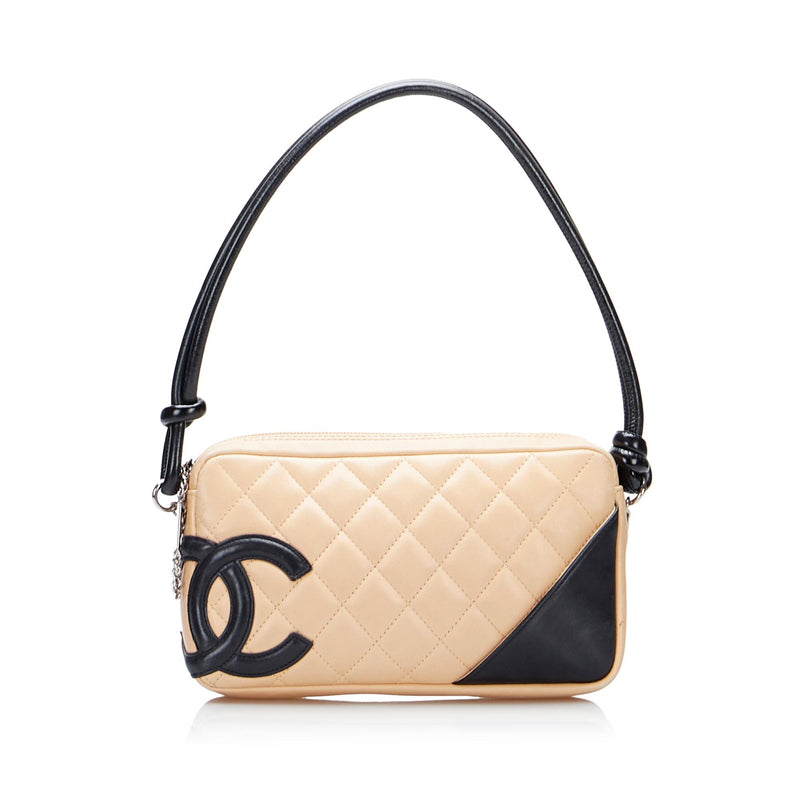 Chanel Tote Bag Cambon Ligne Quilted Beige Black