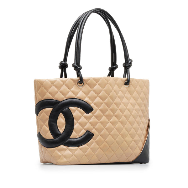Chanel Pink/Black Quilted Leather Small Ligne Cambon Bucket Tote
