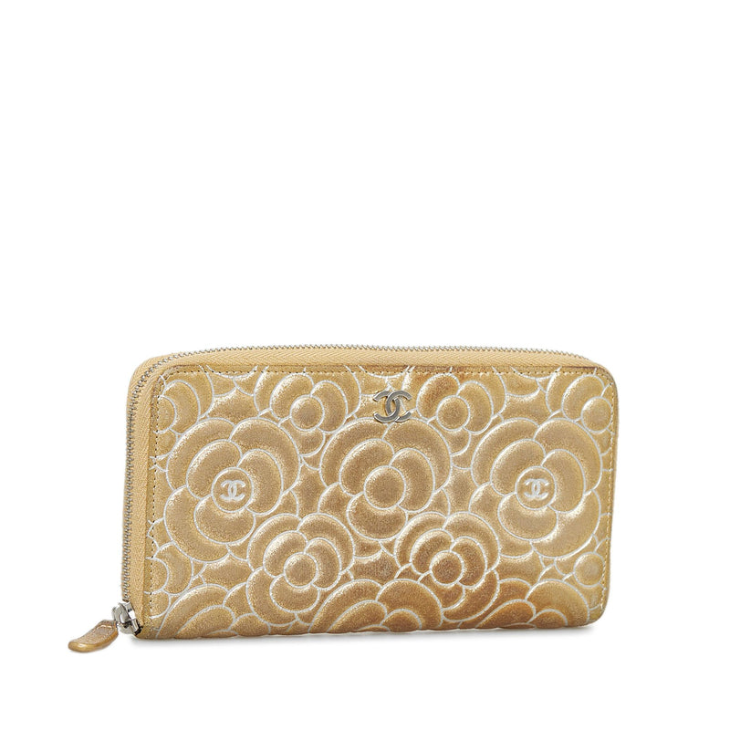 Chanel Camellia CC Logo Zip Wallet