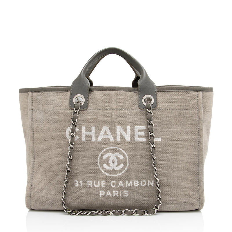 Chanel Grey Canvas Large Deauville Shopping Tote