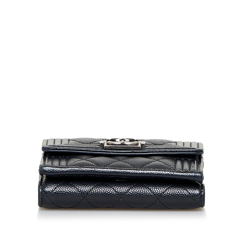 Chanel, So Black Caviar Boy Long Clip Wallet