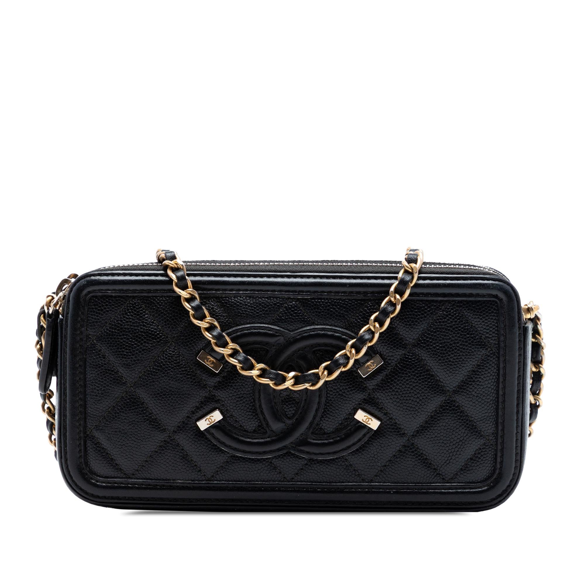 Chanel Caviar CC Filigree Clutch with Chain