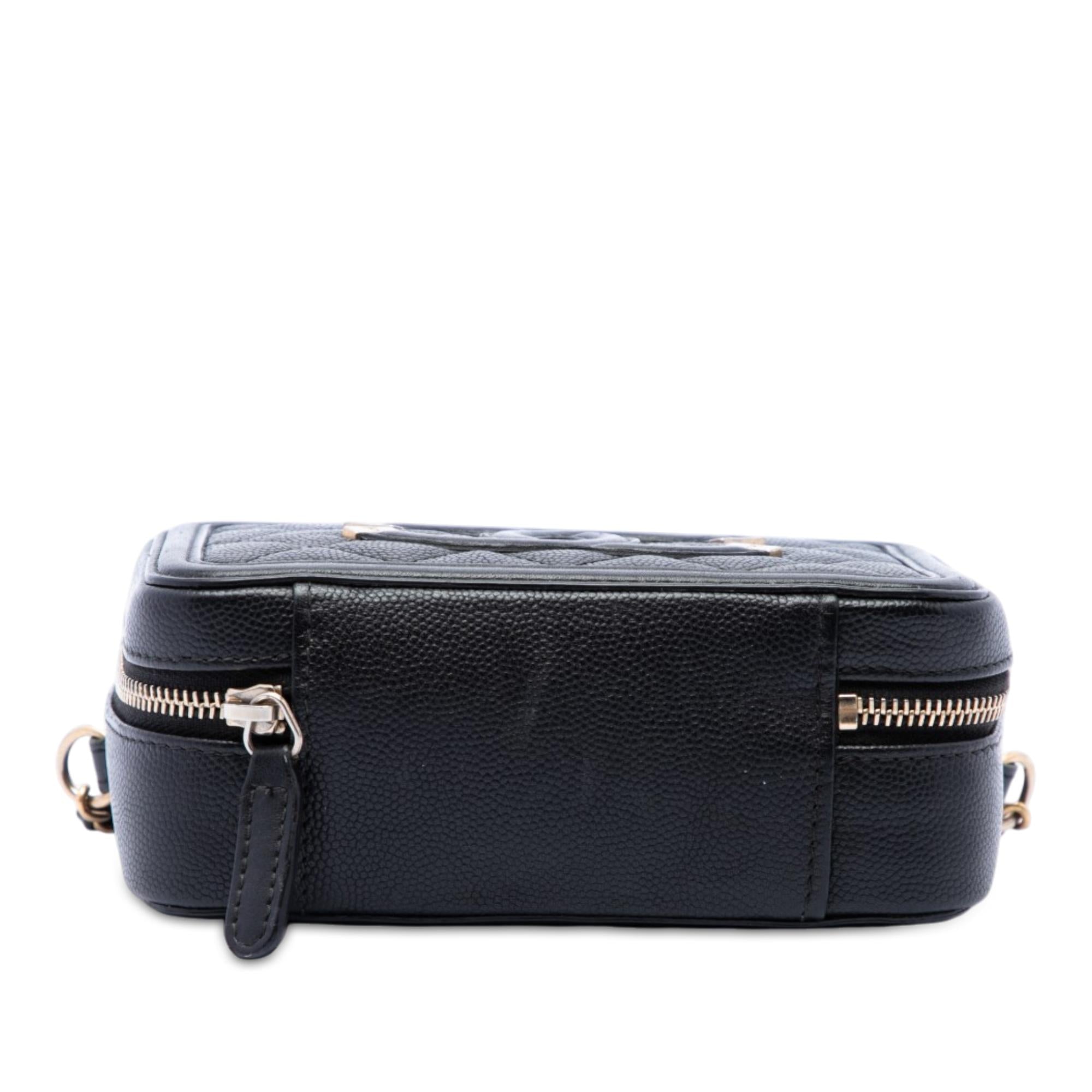 Chanel Caviar CC Filigree Vanity Clutch with Chain