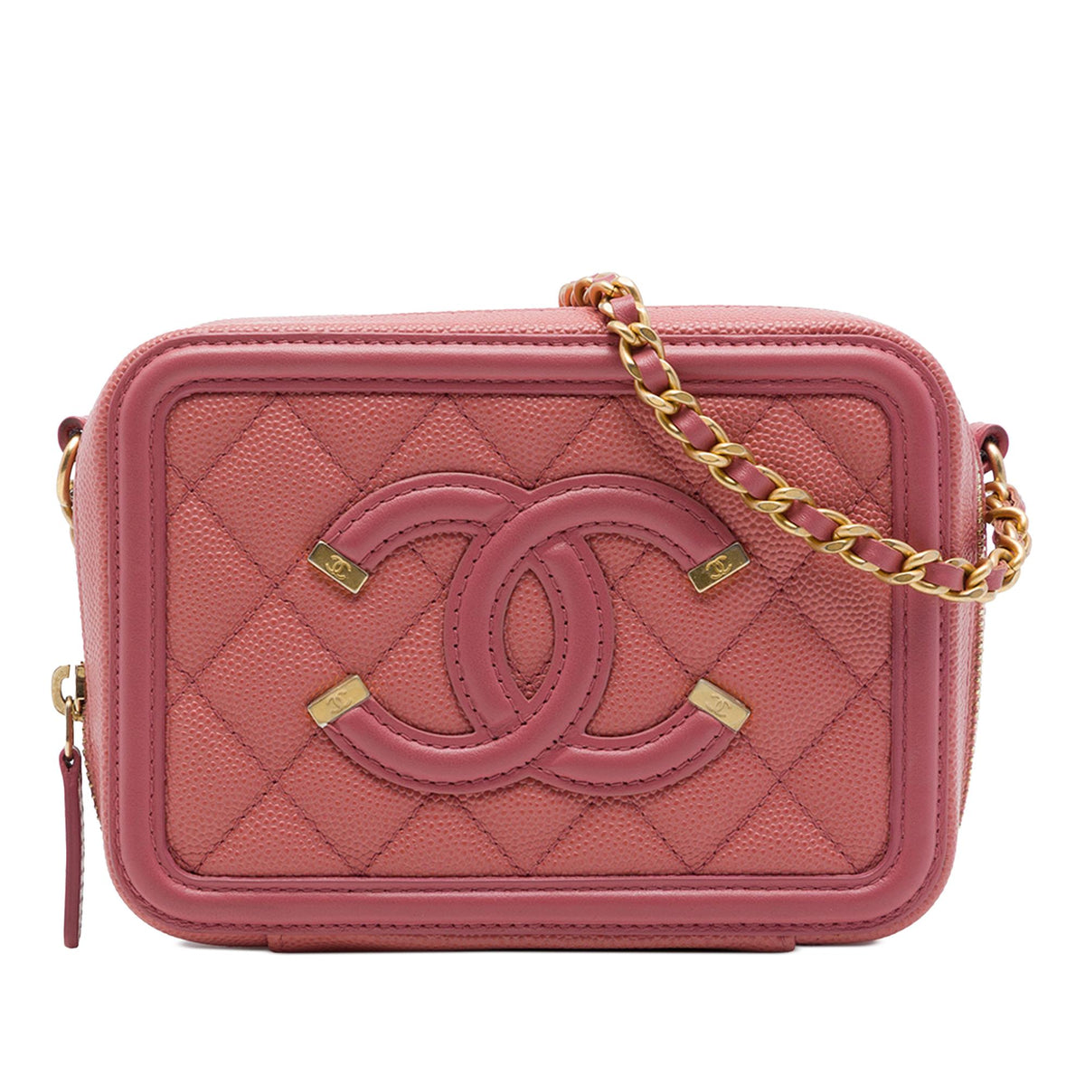 Chanel Caviar CC Filigree Vanity Clutch with Chain