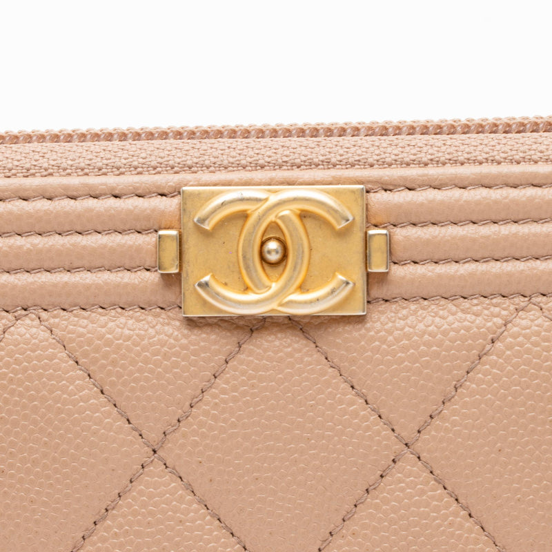 Chanel Caviar Leather Boy Long Zipped Wallet (SHF-TJjYqt)