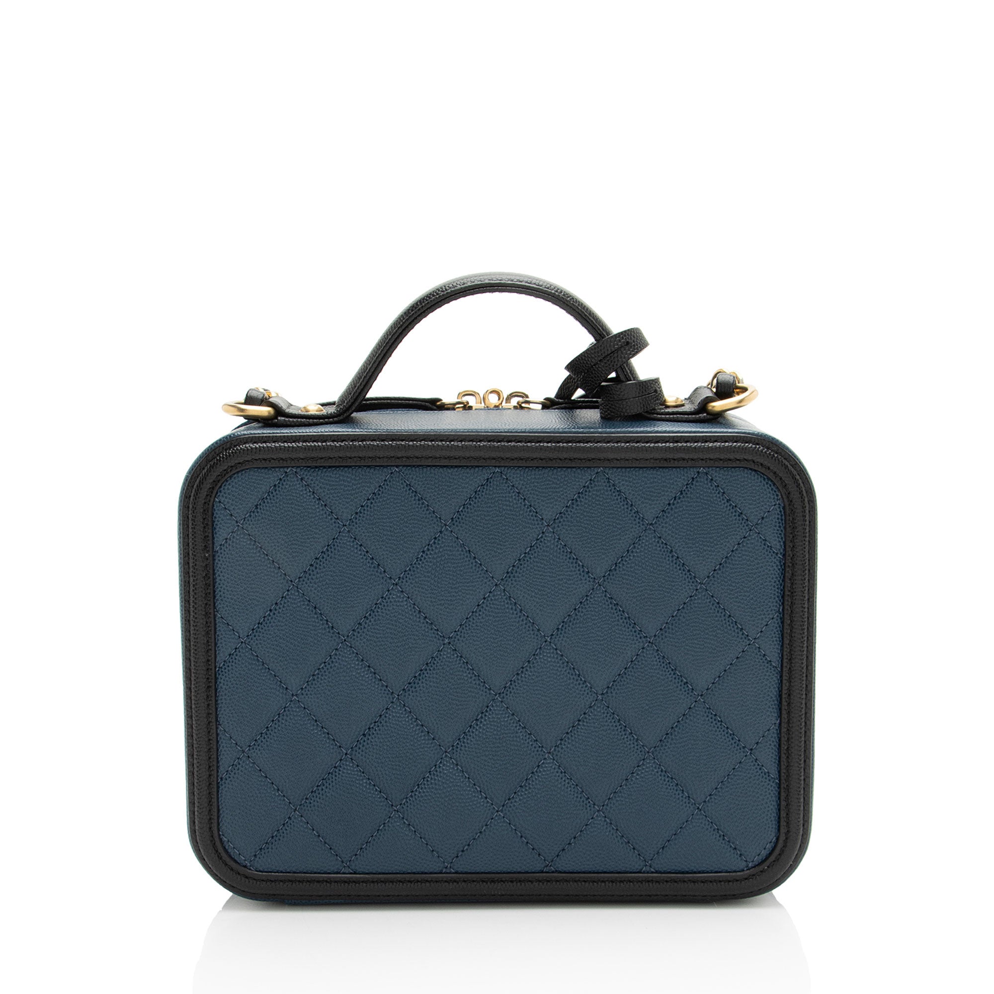 Chanel Caviar Leather CC Filigree Medium Vanity Case