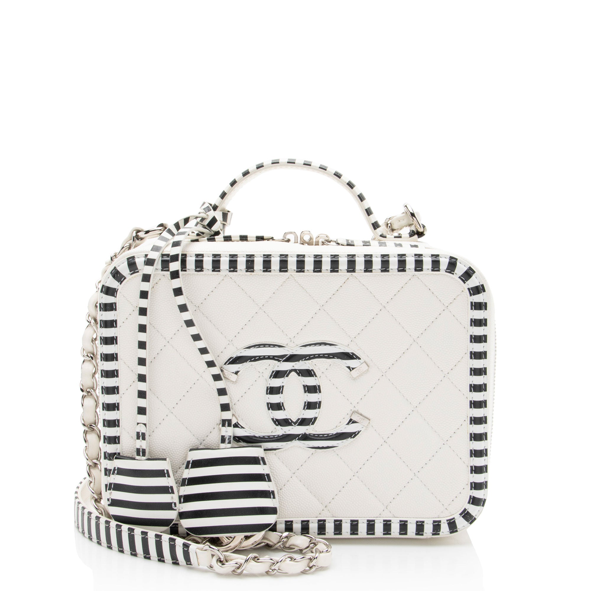 Chanel Caviar Leather CC Filigree Medium Vanity Case