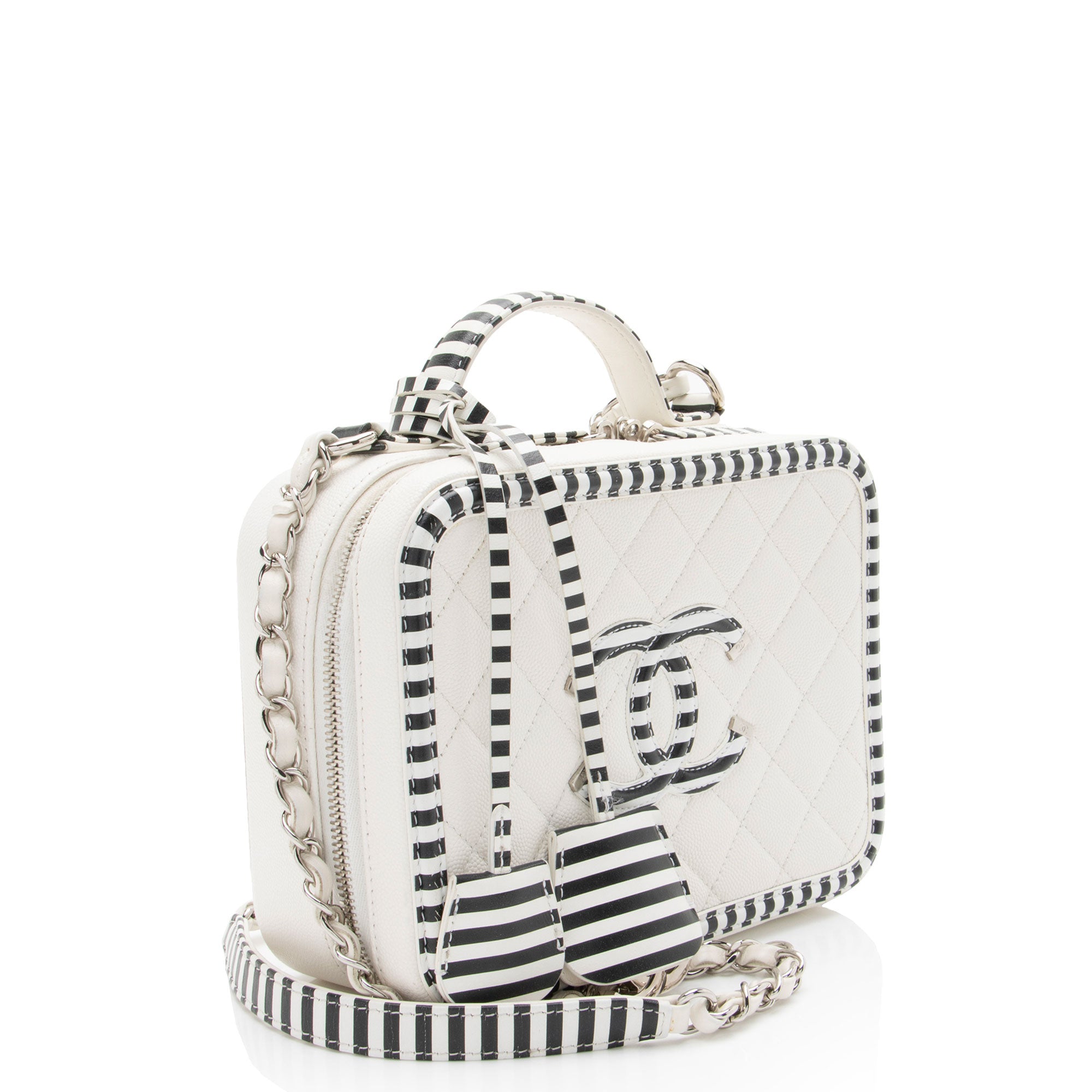 Chanel Caviar Leather CC Filigree Medium Vanity Case