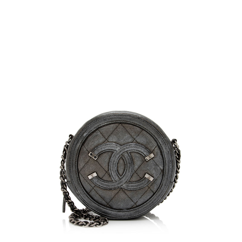 Chanel Caviar Leather CC Filigree Round Clutch with Chain (SHF-B82Fj9)
