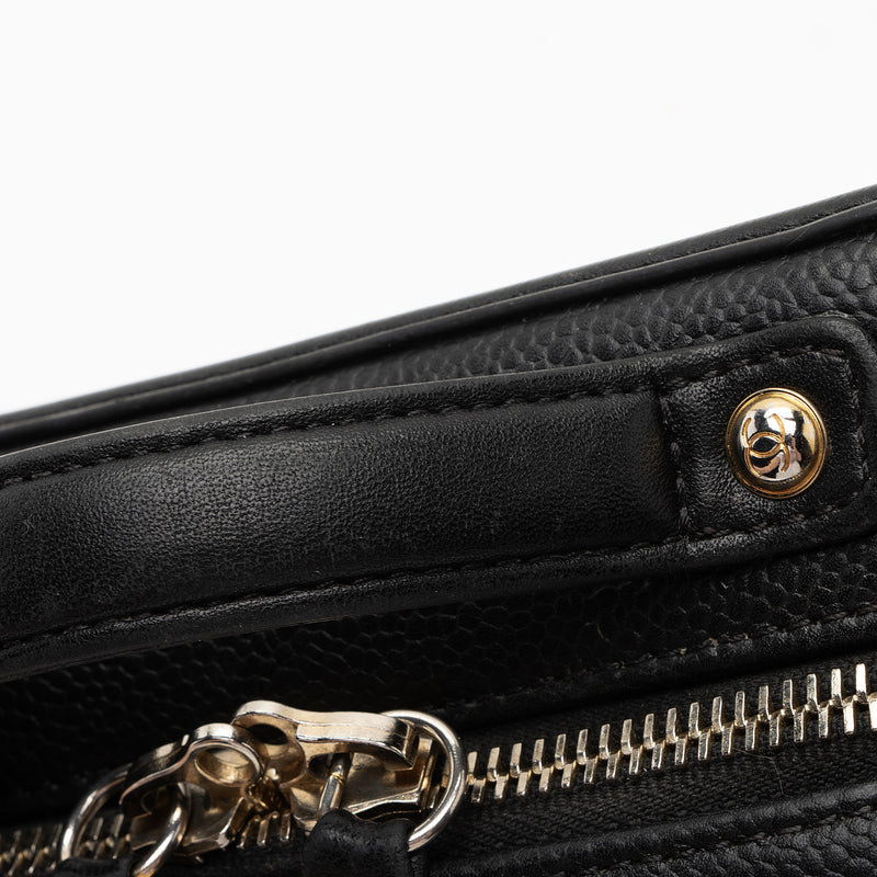 Chanel Caviar Leather CC Filigree Small Vanity Case (SHF-cBEpCt)