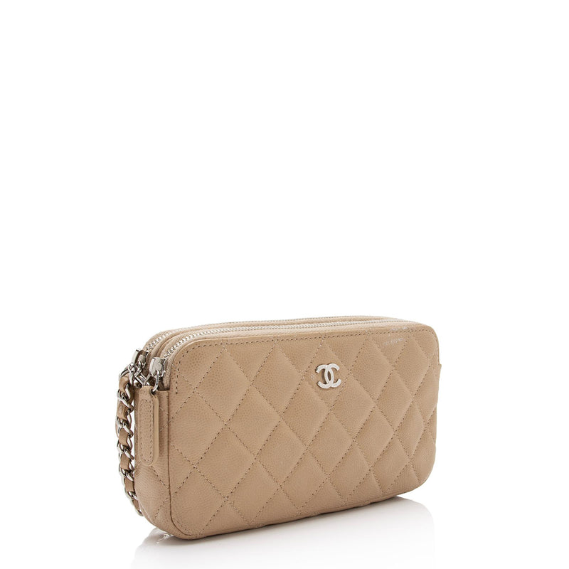 chanel double zip clutch