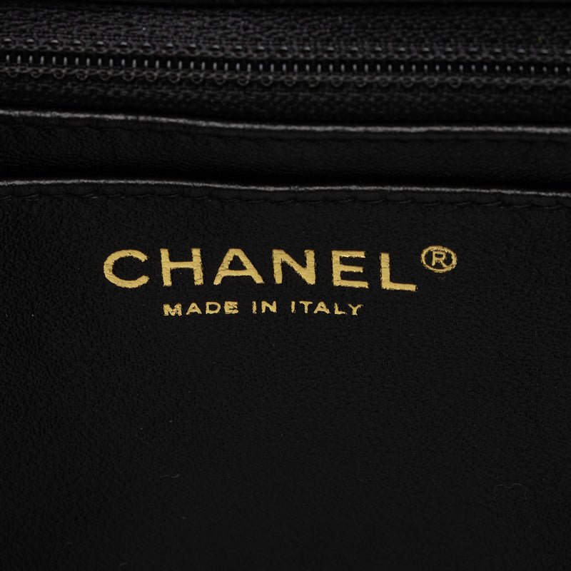 CHANEL - Jumbo Caviar Leather CC Classic Flap - Black / Silver