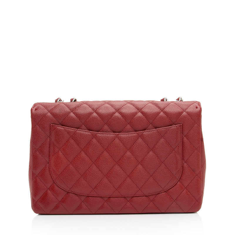Chanel Caviar Leather Classic Jumbo Single Flap Bag (SHF-xdYaEs)