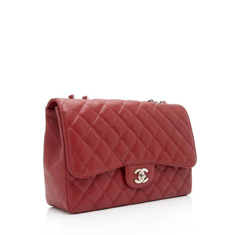 Chanel Caviar Leather Classic Jumbo Single Flap Bag (SHF-xdYaEs)