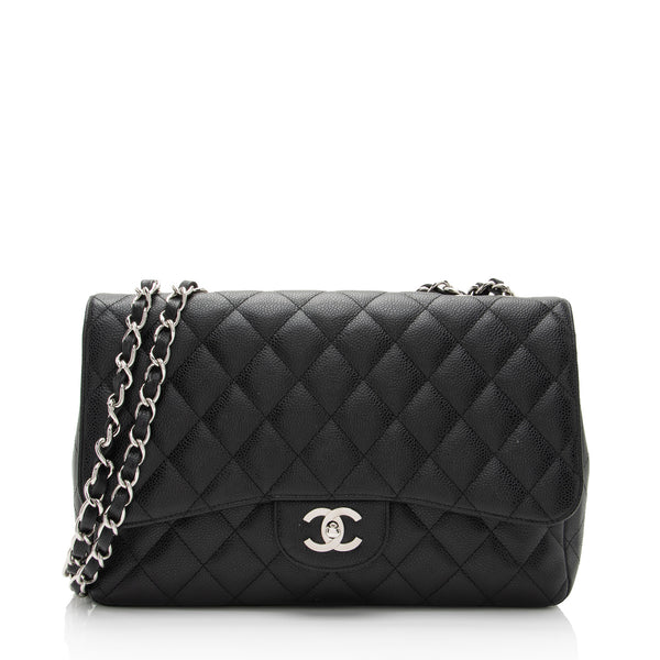 Chanel Caviar Leather Classic Jumbo Single Flap Bag (SHF-TAC3Im)