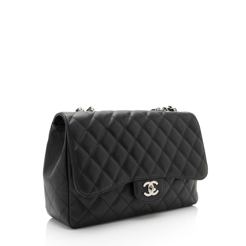 Chanel Caviar Leather Classic Jumbo Single Flap Bag (SHF-TAC3Im) – LuxeDH