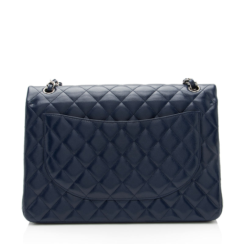 Chanel Caviar Leather Classic Maxi Double Flap Bag (SHF-U7Rzaz)