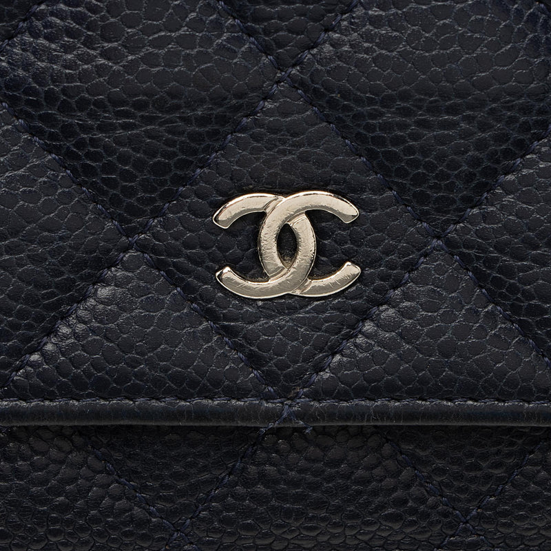 Chanel Vintage Chanel Black Caviar Leather Wallet CC