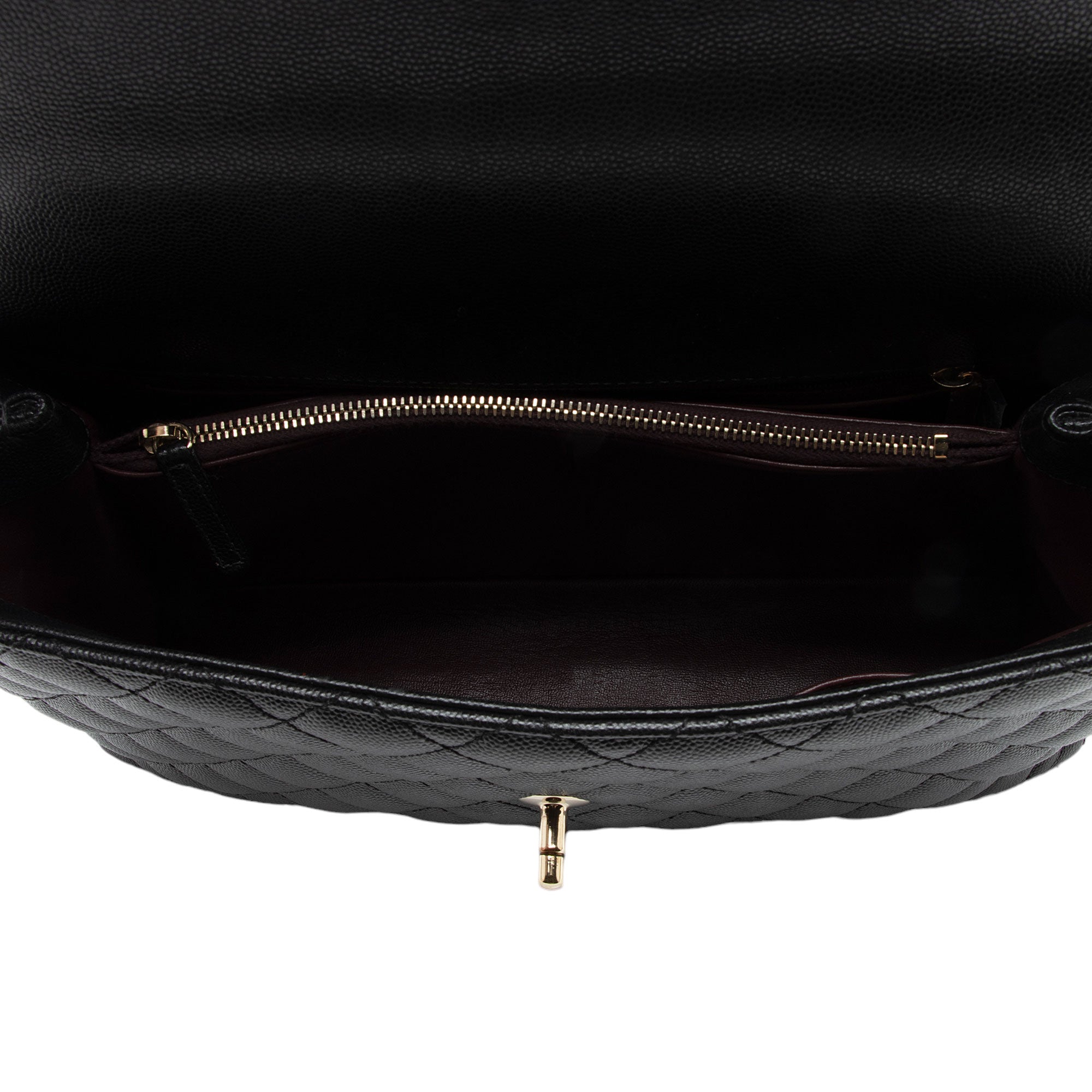 Chanel Caviar Leather Coco Top Handle Medium Flap Bag (SHF-xxvlCu)