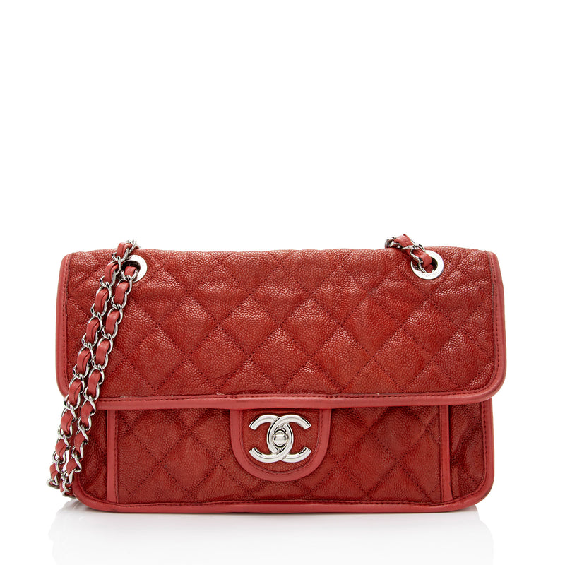 Chanel Red Caviar 3 CC Bucket Bag