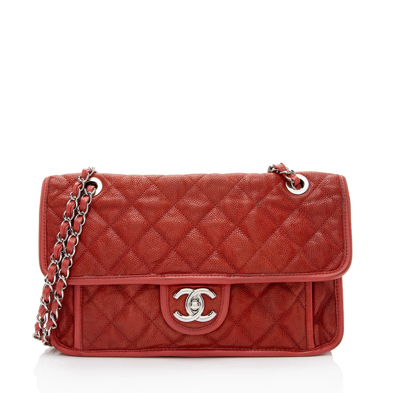 Chanel Caviar Leather French Riviera Medium Flap Bag (SHF-TWwhBI