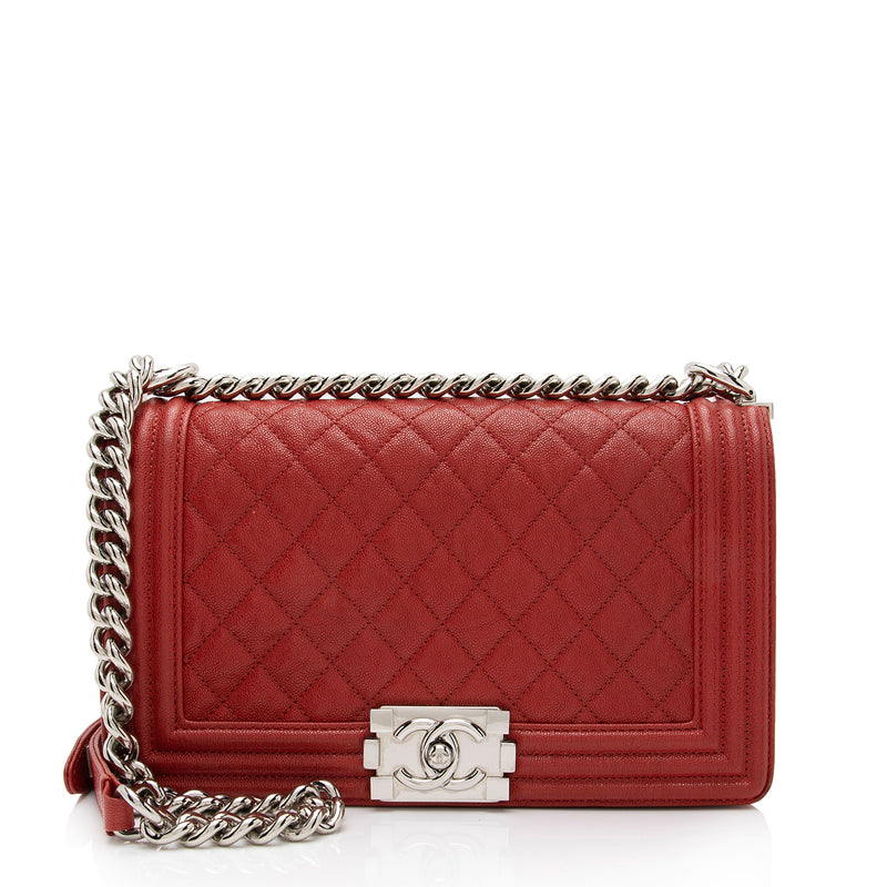 Chanel Chained Boy Flap Bag Quilted Glazed Calfskin Old Medium at