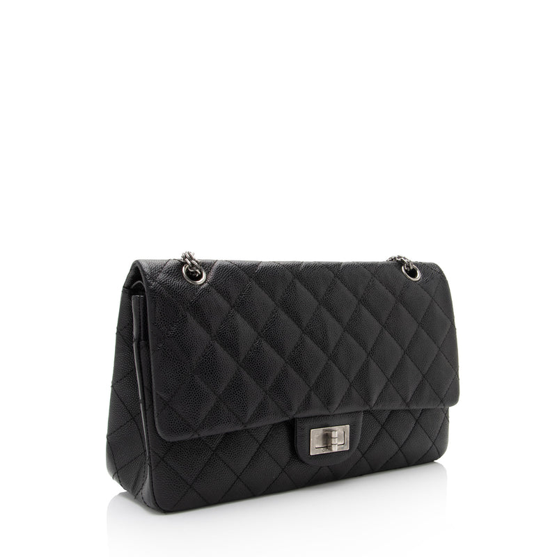Chanel Caviar Leather Reissue 227 Double Flap Shoulder Bag (SHF-f1StZB)