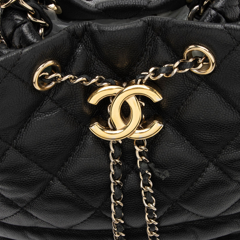 Chanel Caviar Leather Rolled Up Drawstring Bucket Bag (SHF-9VaoLU)