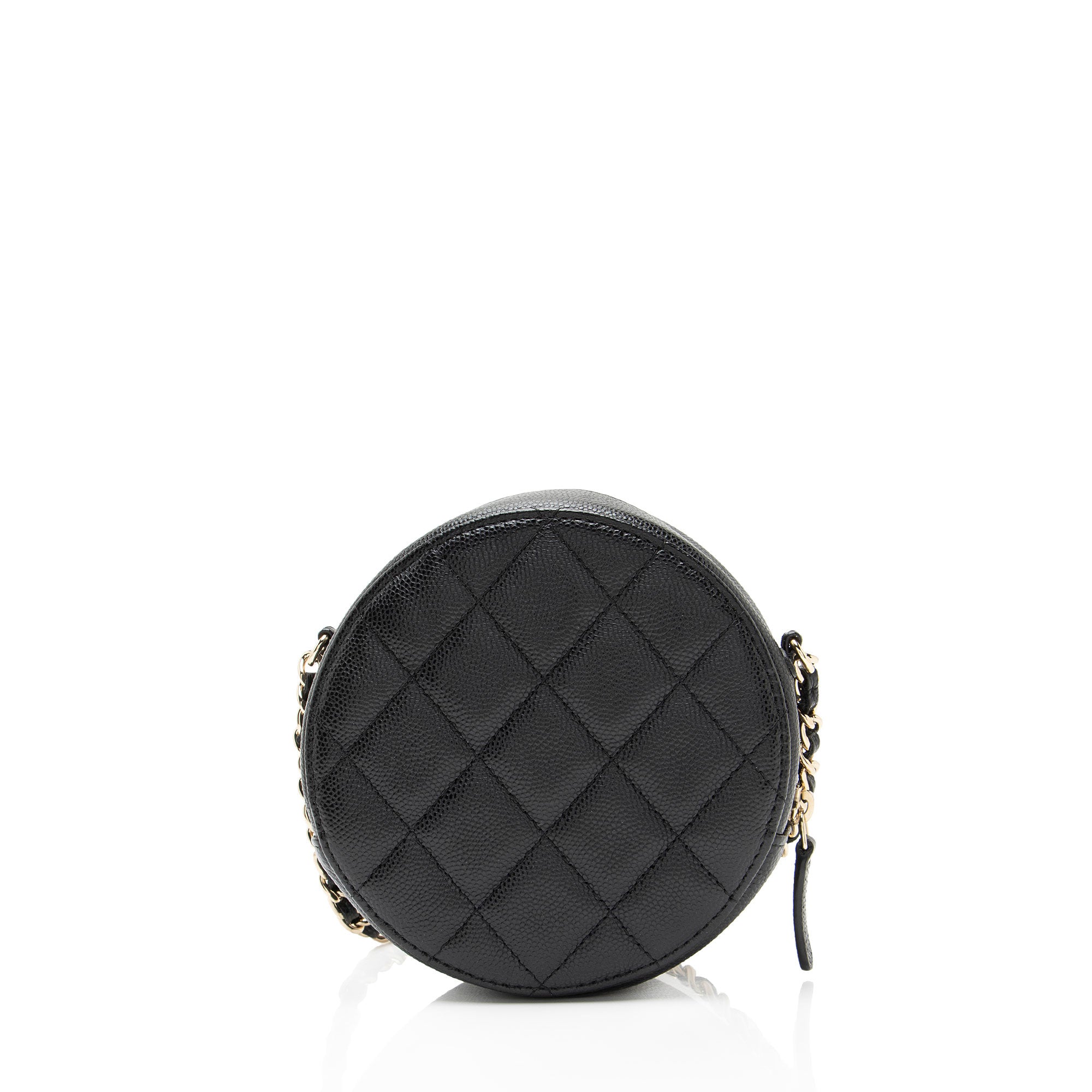 Chanel Caviar Leather Round Clutch with Chain